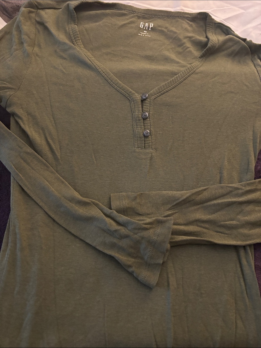 GAP Olive Green Long-Sleeve Henley Top